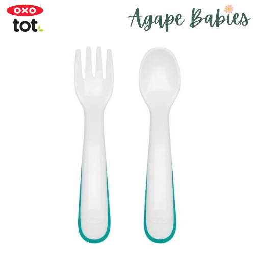 OXO Tot On-The-Go Plastic Fork & Spoon Set With Travel Case - Teal