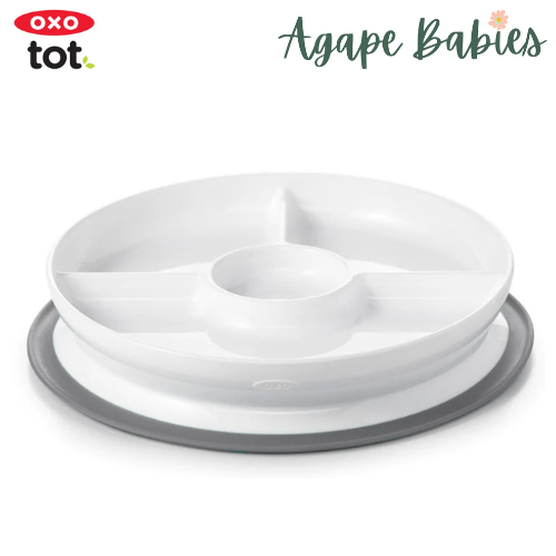 OXO Tot Stick & Stay Suction Divided Plate - Grey