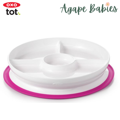 OXO Tot Stick & Stay Suction Divided Plate - Pink