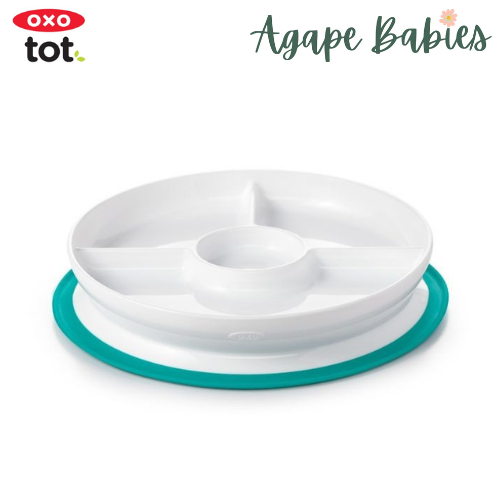 OXO Tot Stick & Stay Suction Divided Plate - Teal