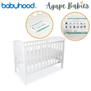 (1 yr warranty) Babyhood Classic Curve Cot  4 In 1- White + My First Innerspring - (Bundle Pack)