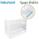 (1 yr warranty) Babyhood Classic Curve Cot  4 In 1 White + Breath Eze Cot Mat - (Bundle Pack)