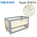 (1 yr warranty) Babyhood Riya Cot 5-in-1 Beech/Grey + Bamboo Innerspring - (Bundle Pack)