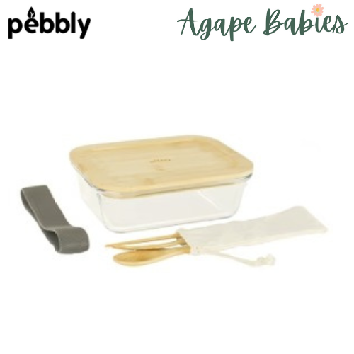 Pebbly Glass Lunch Box And 3pc Cutlery Set