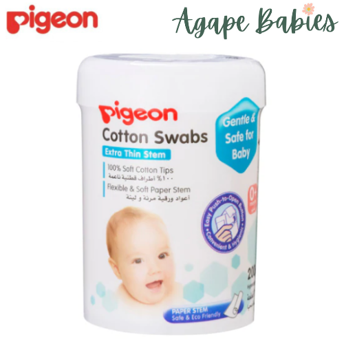 Pigeon Cotton Swabs Thin Stem 200pcs/Hinged Case