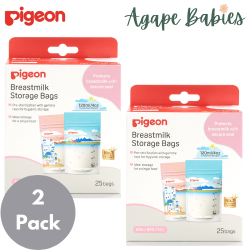 [2-Pack] Pigeon Breast Milk Storage Bags 120ml Holidays