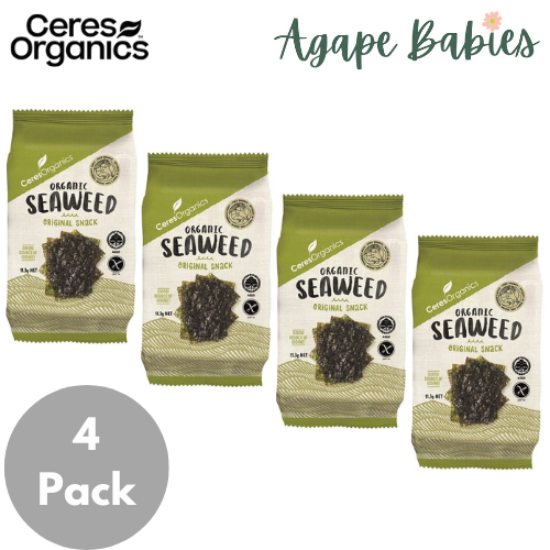 [4 Pack] Ceres Organics Roasted Seaweed, Nori Snack - 11.3g