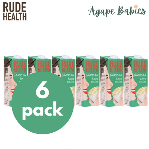 [6-Pack] Rude Health Organic Dairy Free- Barista Soya, 1L