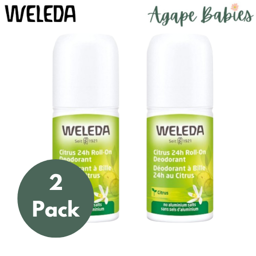 [2 Pack] Weleda Citrus 24hr Roll-On Deodorant, 50ml Exp: 10/25