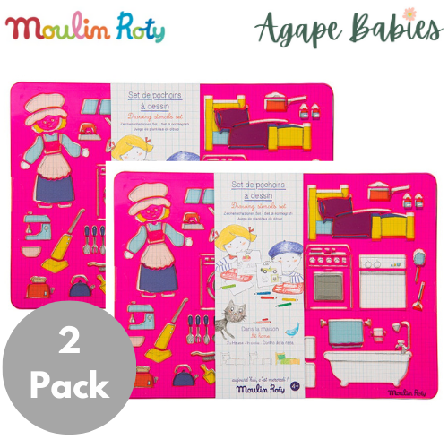 [2 Pack] Moulin Roty Aujourd'hui C'est Mercredi Stencil Set