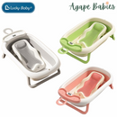 Lucky Baby Caly Collapsible Bath Tub W/Thermometer & Jelly Bath Support + Organizer Tray - 3 Colors