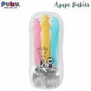Puku Giraffe Children Stainless Steel 3pcs Spoon And Fork Set With Storage Case - 3 Colors