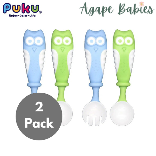 [2-Pack] PUKU Spoon and Fork Set - Blue/Green