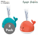 [2 Pack] Maya & Friends Glowing Whale Bath Toy With Induction Water Jet - 2 Colors