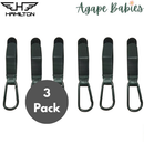 [3 Pack] Hamilton Universal Leatherette Stroller Hook, black