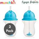 [2-Pack] Munchkin Any Angle Click Lock Weighted Straw Cup 10 Oz - 2 Colors