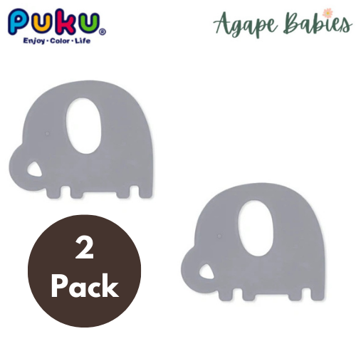 [2-Pack] Puku Baby GaGa Teether - Grey Elephant