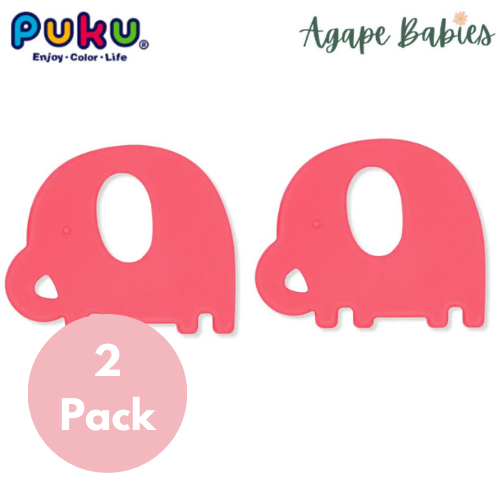 [2-Pack] Puku Baby GaGa Teether - Red Elephant