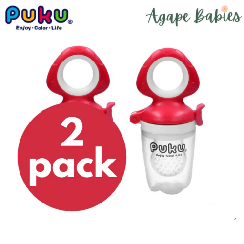 [2-Pack] Puku Feeding Teether - Red