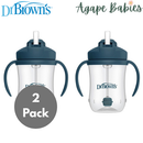 [2 Pack] Dr Brown's Baby's First Straw Cup w/ Handles, 6m+ 9oz/270ml - 5 Colors