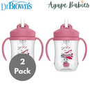 [2 Pack] Dr Brown's Baby's First Straw Cup w/ Handles, 6m+ 9oz/270ml - 5 Colors