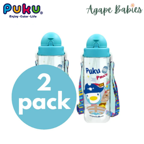 [2-Pack] Puku Friends Tritan Straw Canteen 500ml - Green