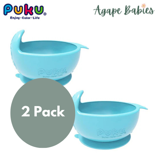 [2-Pack] Puku Silicone Suction Bowl - Sky Blue