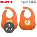 [2 Pack] Snapkis Oh-So-Soft Silicone Bib V2 - 4 Designs