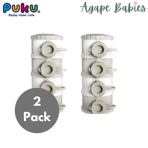 [2-Pack] Puku Milk Powder Container (4-Tiers) - Grey