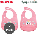 [2 Pack] Snapkis Oh-So-Soft Silicone Bib V2 - 4 Designs