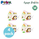 [Bundle Of 4] Puku Gauze Cotton Mouth Mask (M) - Pink