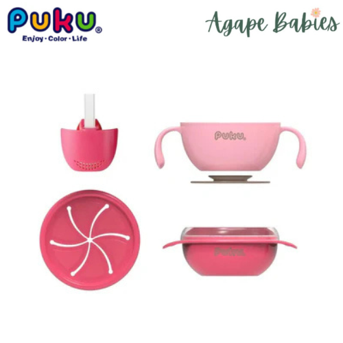 Puku 4pcs Set Suction Bowl - Pink