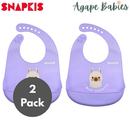 [2 Pack] Snapkis Oh-So-Soft Silicone Bib V2 - 4 Designs