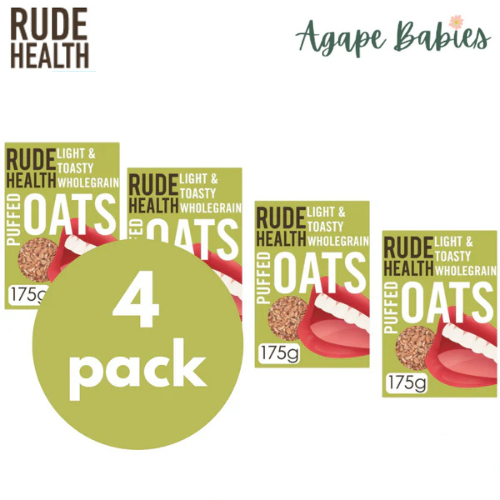 [4 Pack] Rude Health Light & Toasty Wholegrain Puffed Oats, 175g