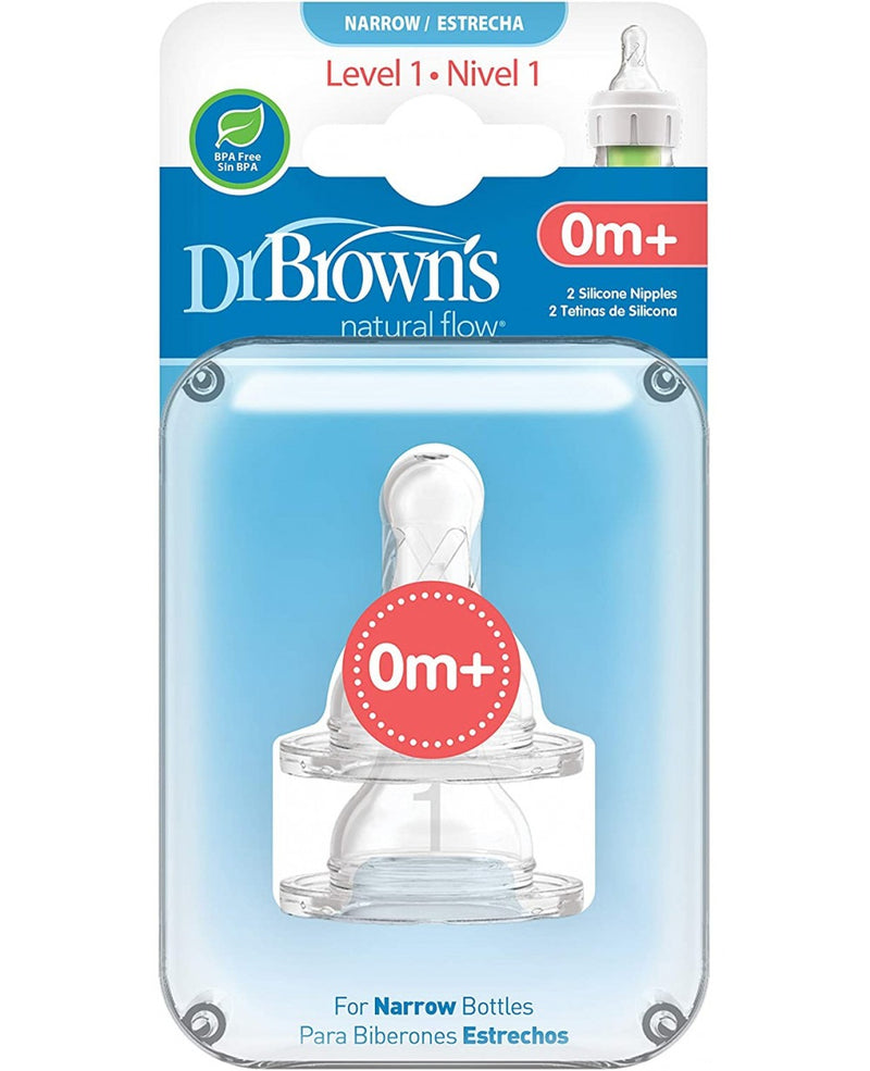 Dr Brown's Level 1 Silicon Narrow Neck Option Nipple 2 Pack