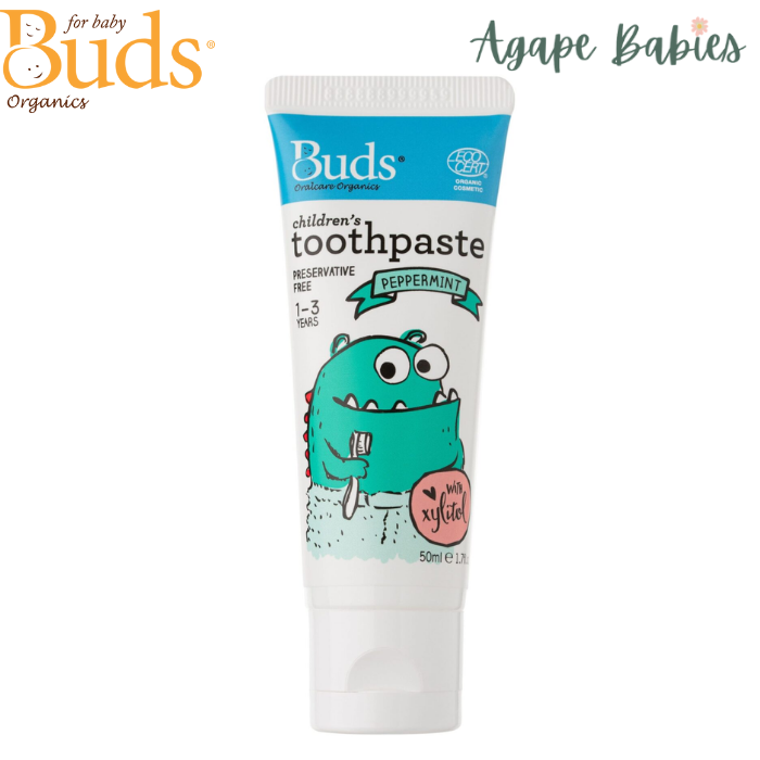Buds Oral Care Organics Children's Toothpaste with Xylitol (1-3 years old) 50ml - Peppermint Exp: 02/26