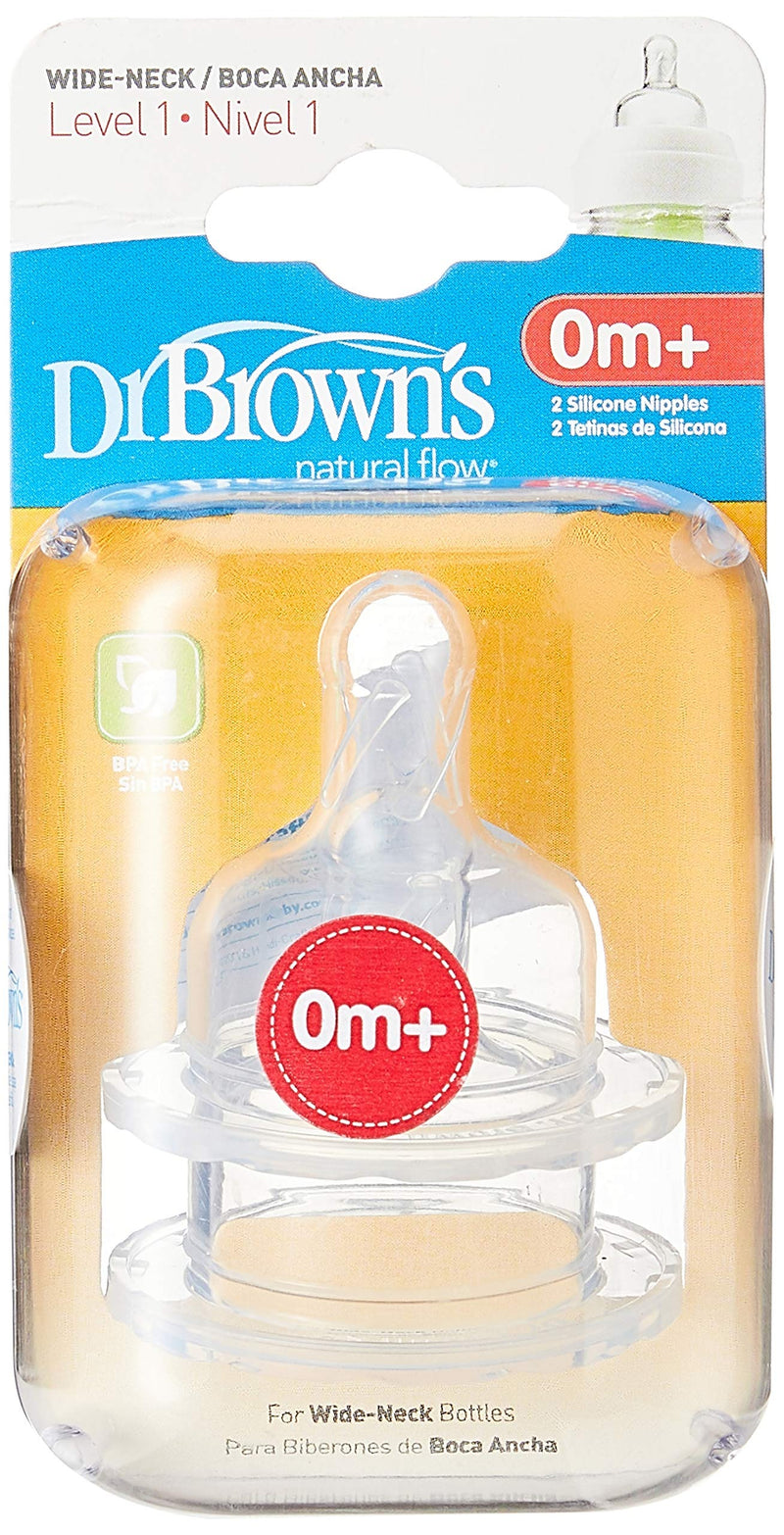 Dr Brown's Level 1 Wide Neck Silicon Options+ Nipple 2-Pack