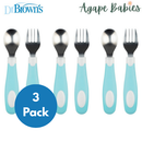 [Bundle of 3 ] Dr.Brown's Soft Grip Spoon & Fork Set - 3 Color