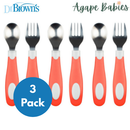 [Bundle of 3 ] Dr.Brown's Soft Grip Spoon & Fork Set - 3 Color