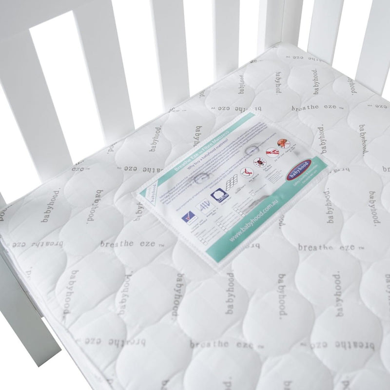 (1 Yr Warranty) Babyhood Riya Cot 5-in-1 White/Beech + Breathe Eze Fibre Mattress + FOC Jersey Cotton Fitted Sheet