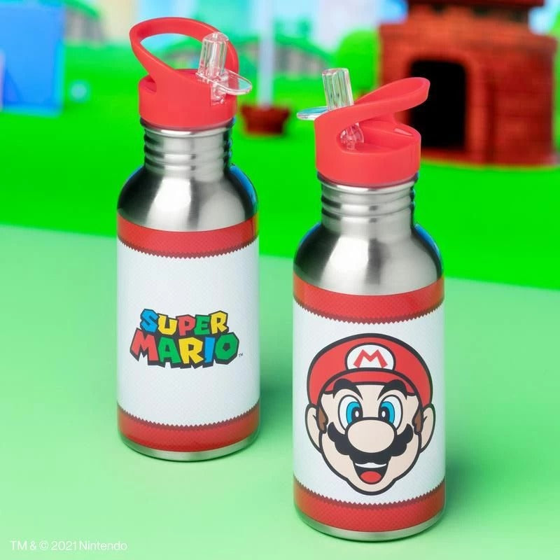 Paladone Super Mario Metal Water Bottle with Straw