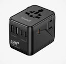 Travelmall GaN 45W PD High Performance 5 USB World Travel Adaptor (Black)