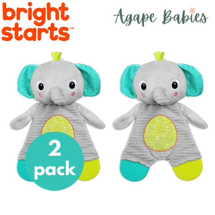 [2-Pack] Bright Starts Snuggle & Teethe Plush - Elephant
