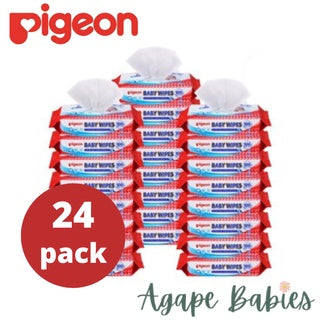 Pigeon Baby Wipes 80 Sheets 100% Pure Water CARTON (Pack Of 24 = Total 1920 Sheets) Exp: 2025