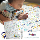 Puku Playpen Mattress With Pillow And Bolster Set (26x38x2 inches) - Music Pink