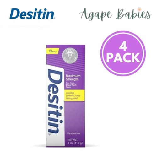 4 PACK - Desitin Maximum Strength Original Diaper Paste 4oz PURPLE Exp: 07/22