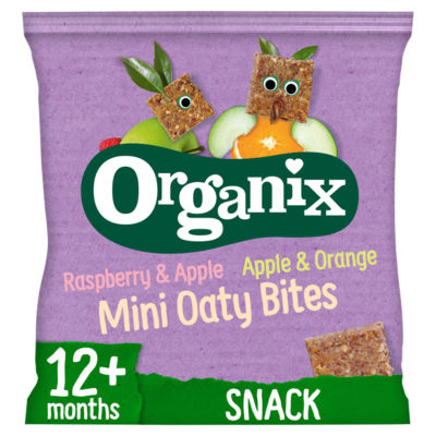 Organix Goodies Organic Mini Oaty Bites (Apple & Orange/Raspberry & Apple), 11 x 10 g.Exp-03/24