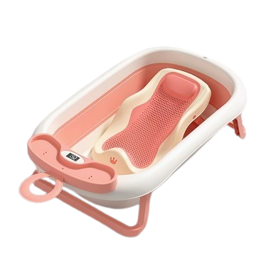 Lucky Baby Caly Collapsible Bath Tub W/Thermometer & Jelly Bath Support + Organizer Tray - 3 Colors