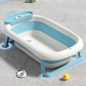 Lucky Baby Caly Collapsible Bath Tub W/Thermometer & Jelly Bath Support + Organizer Tray - 3 Colors