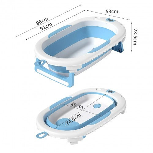 Lucky Baby Baly Collapsible Bath Tub W/Thermometer & Bath Support + Shower Skoop + Orangizer - (Grey)